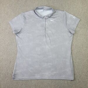 Quail Hollow PGA Nike Golf Polo Shirt Womens XL Gray Camo Short‎ Sleeve Dri Fit